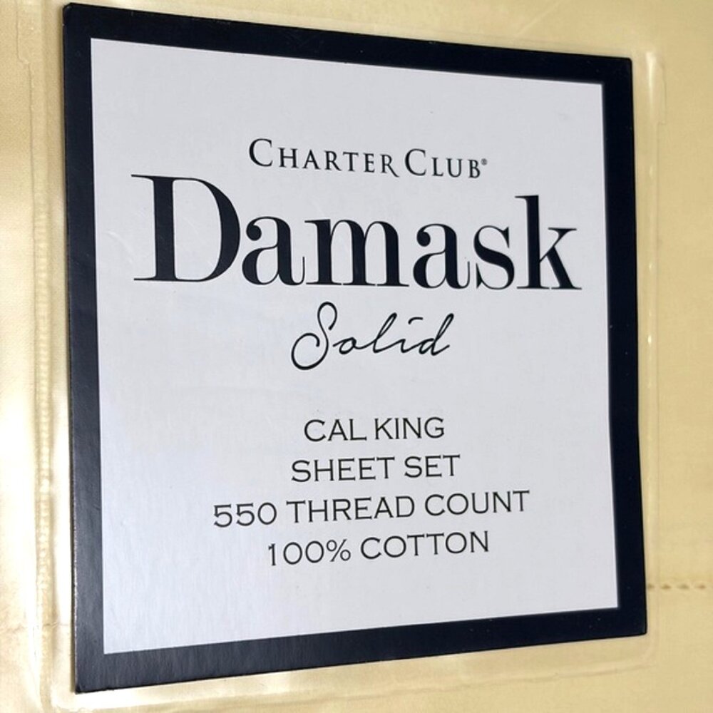 BUTTERCUP YELLOW Charter Club Damask Solid 550 TC 100% Cotton CAL KING Sheet Set